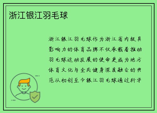 浙江银江羽毛球